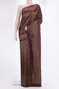 Pure Silk Coffee Brown Soft Saree with Zari Brocade on the body and Zari Border.  displayed on a mannequin