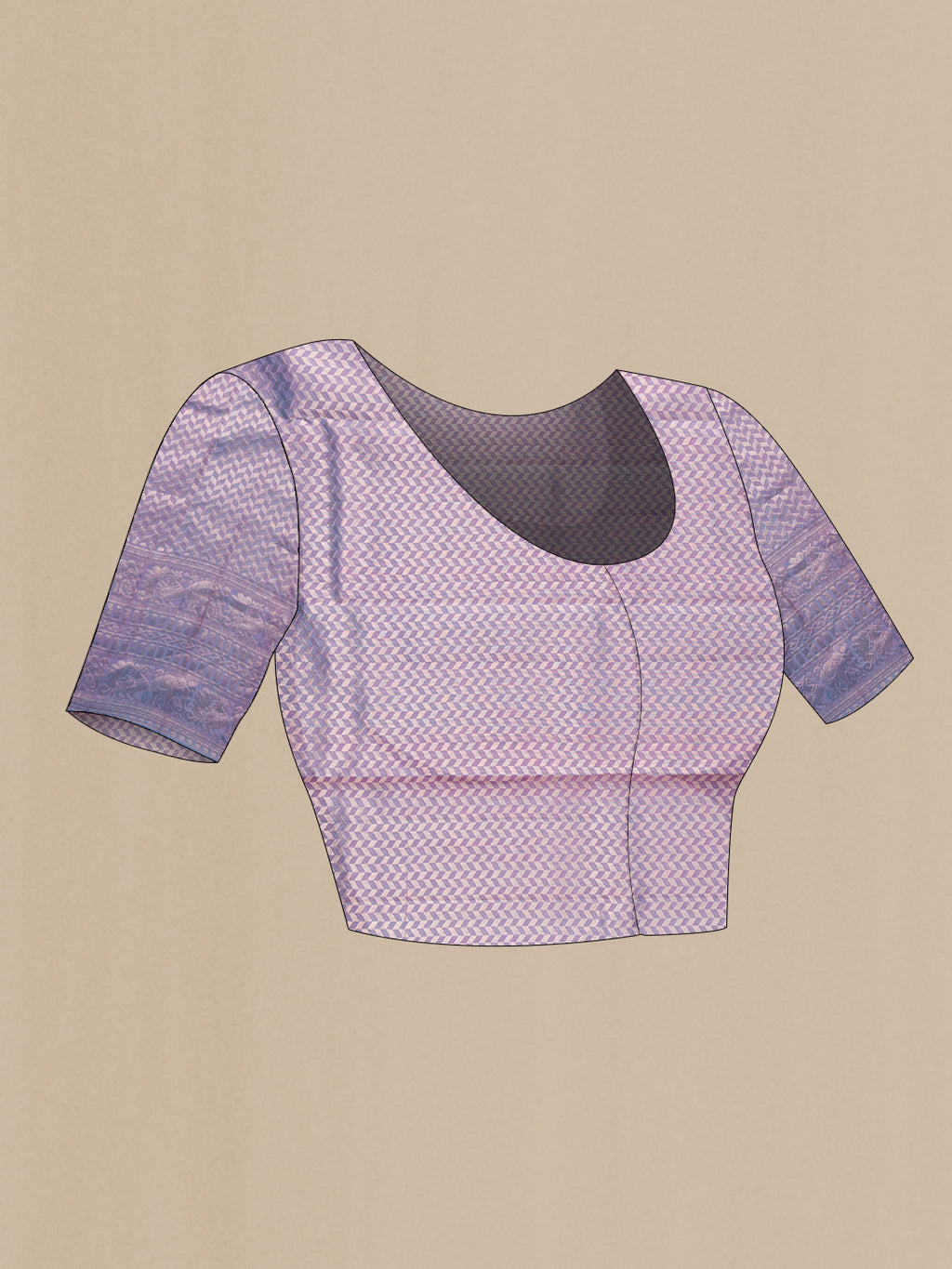 Close up image of the blouse of Rose pink Kanchipuram Tissue Saree with Zari Brocade on the body and Fancy Border. 