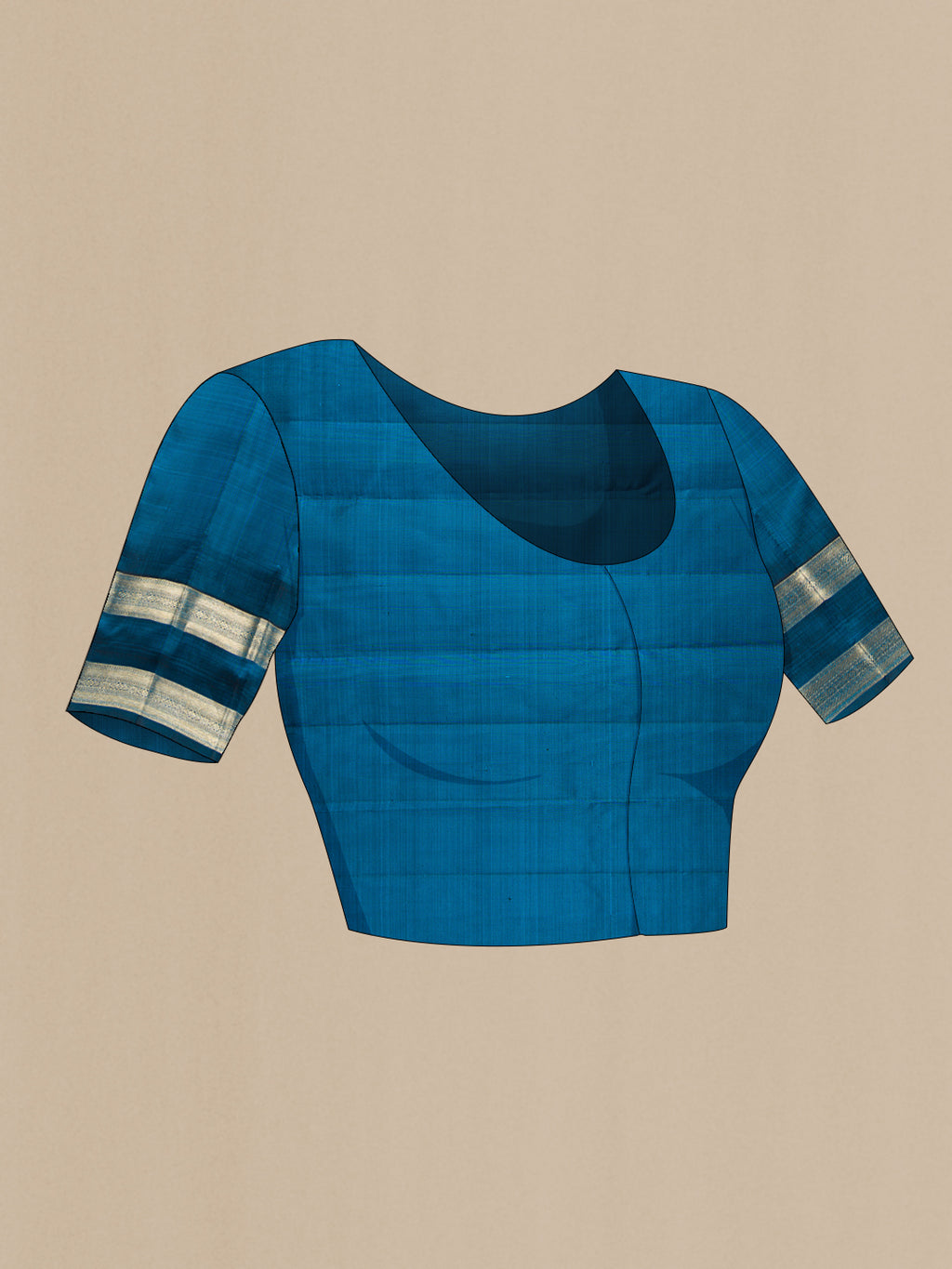 Close up image of the blouse of Pure Silk Pink Kanchipuram Saree with Checked design on the body and Zari Border. 