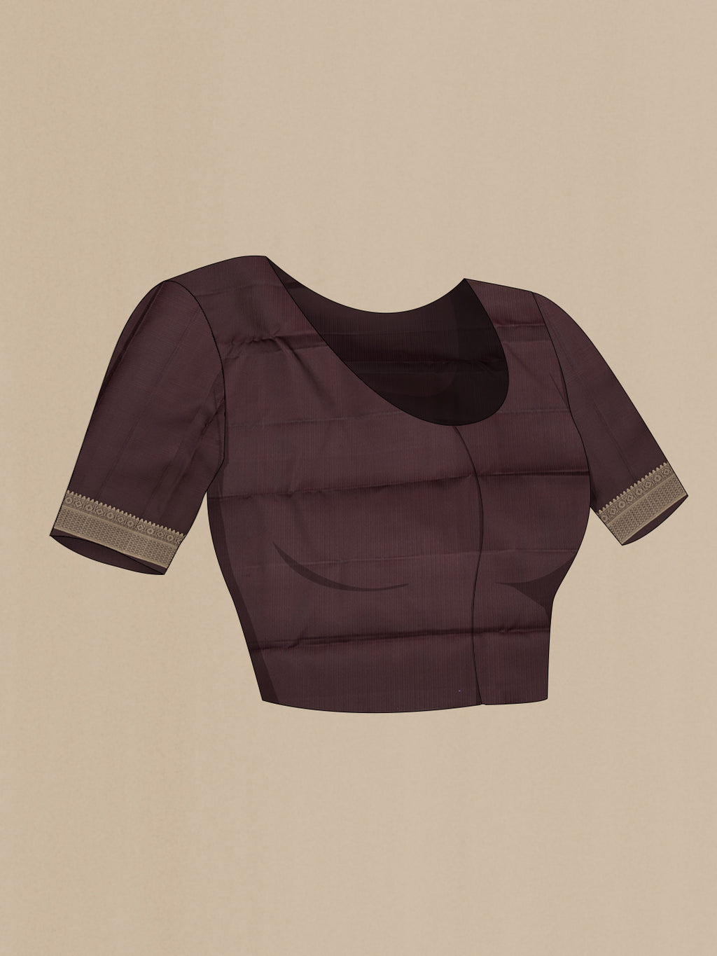 Close up image of the blouse of Pure Silk Coffee Brown Dual Tone Kanjivaram Saree with Plain Body and Thread Border. 