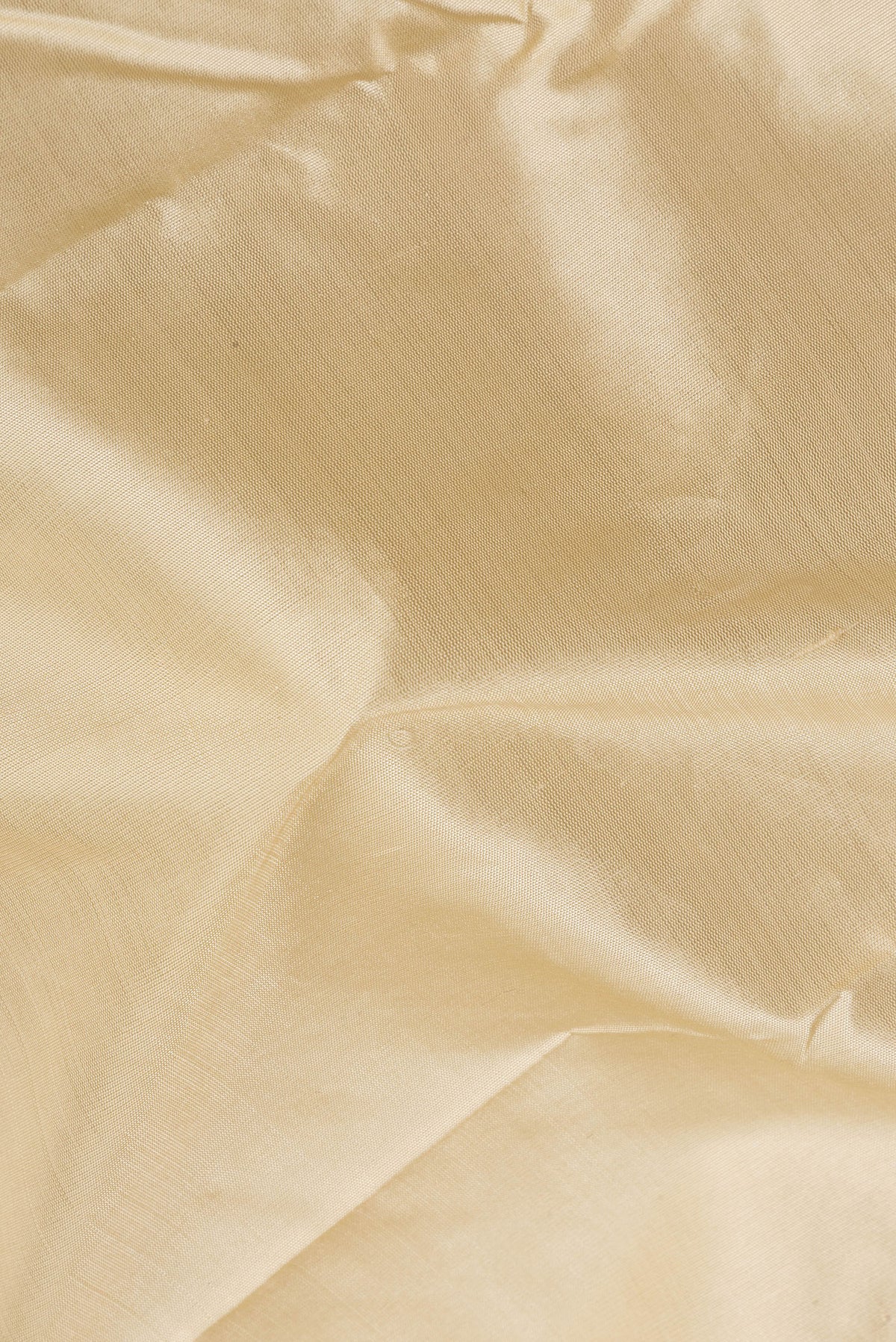Close up of Pure Silk Sandal Kanjivaram Saree with Plain Body and Zari Border.  displaying folds