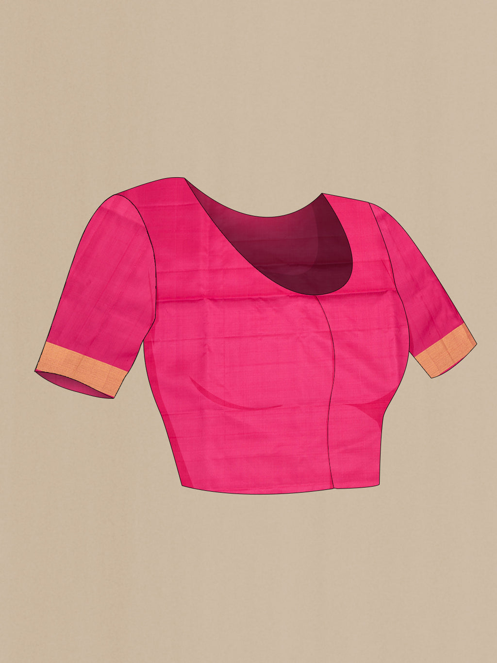 Close up image of the blouse of Pure Silk Pink Soft Saree with Zari Butta on the body and Zari Border. 