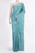 Pure Silk Sky Blue Soft Saree with Zari Brocade on the body and Fancy Border.  displayed on a mannequin