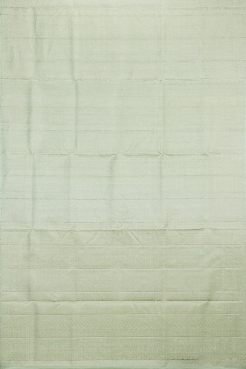 Flat view of Pure Silk Pista Green Soft Saree with Zari Brocade on the body and Fancy Border. 