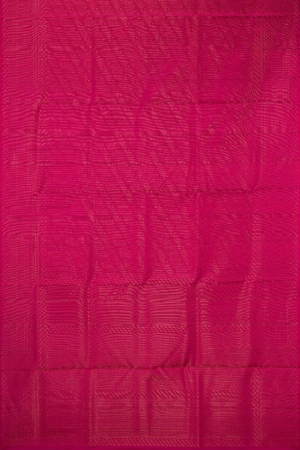 Flat view of Pure Silk Dark Pink Soft Saree with Zari Brocade on the body and Fancy Border. 