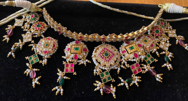 Floral Radiance Gold  Plated Choker Necklace Set