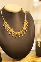 Lotus Bud Gold Necklace Set in 22 Kt