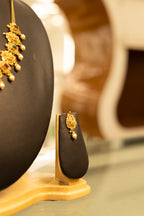 Lotus Bud Gold Necklace Set in 22 Kt