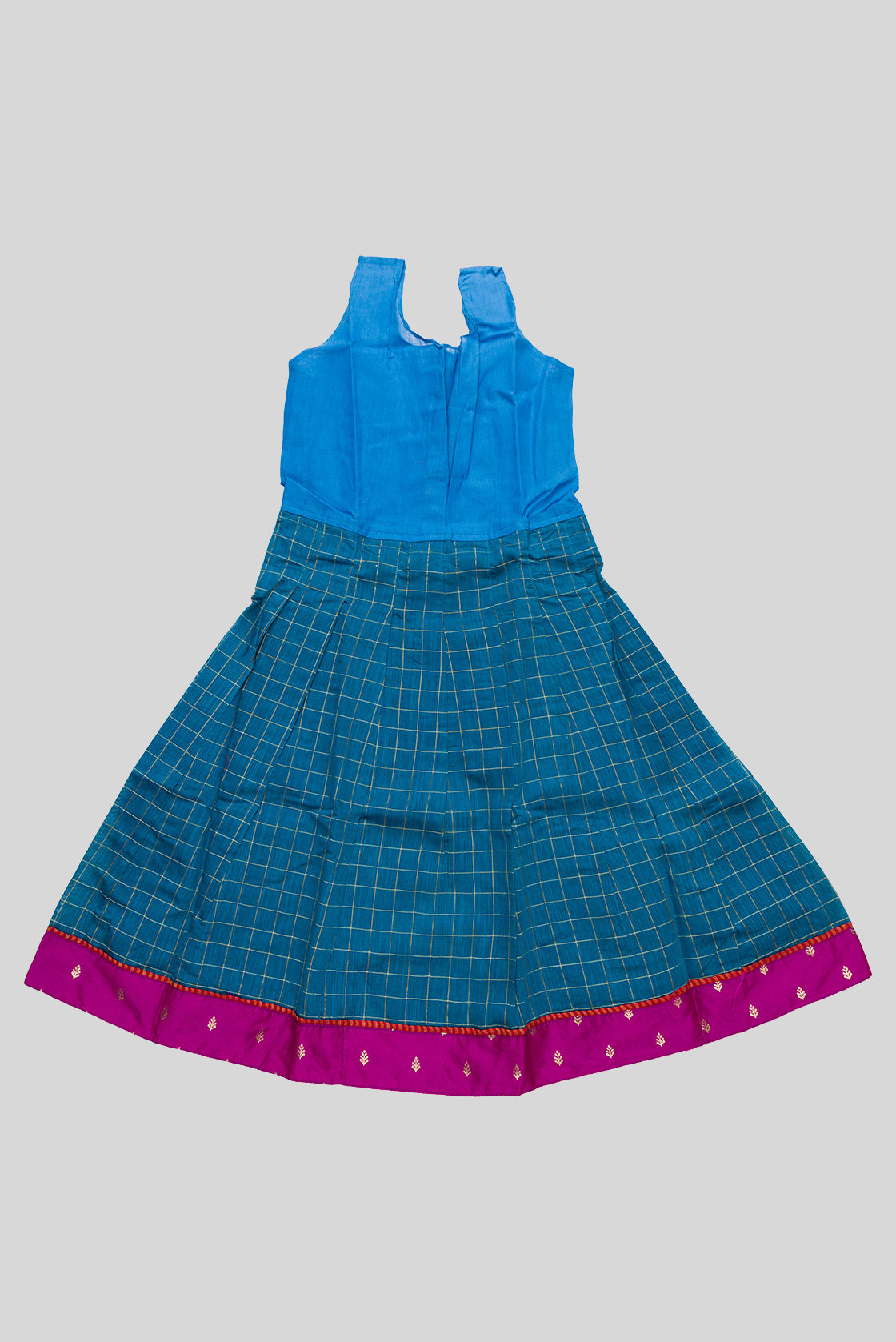 Skirt Image of Purple Readymade Cotton Pavadai Set with Zari Butta on the body and Zari Border