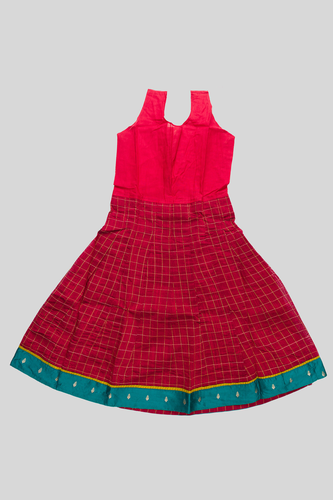 Skirt Image of Maya Blue Readymade Cotton Pavadai Set with Zari Butta on the body and Zari Border