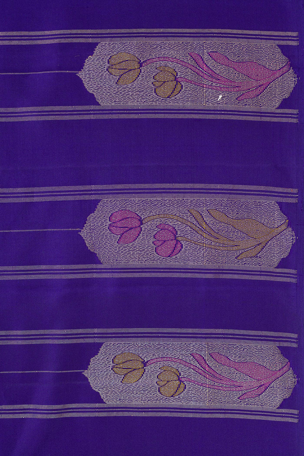 Border image of Royal Blue Dual Tone Kanjivaram Silk Saree with Stripes on the body and Fancy Border. 