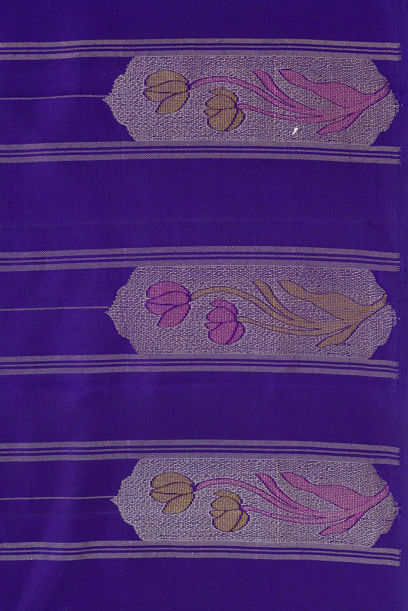 Border image of Royal Blue Dual Tone Kanjivaram Silk Saree with Stripes on the body and Fancy Border. 