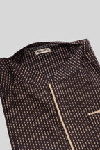 Detailed shot of Black Pure Silk Printed Mens Kurta