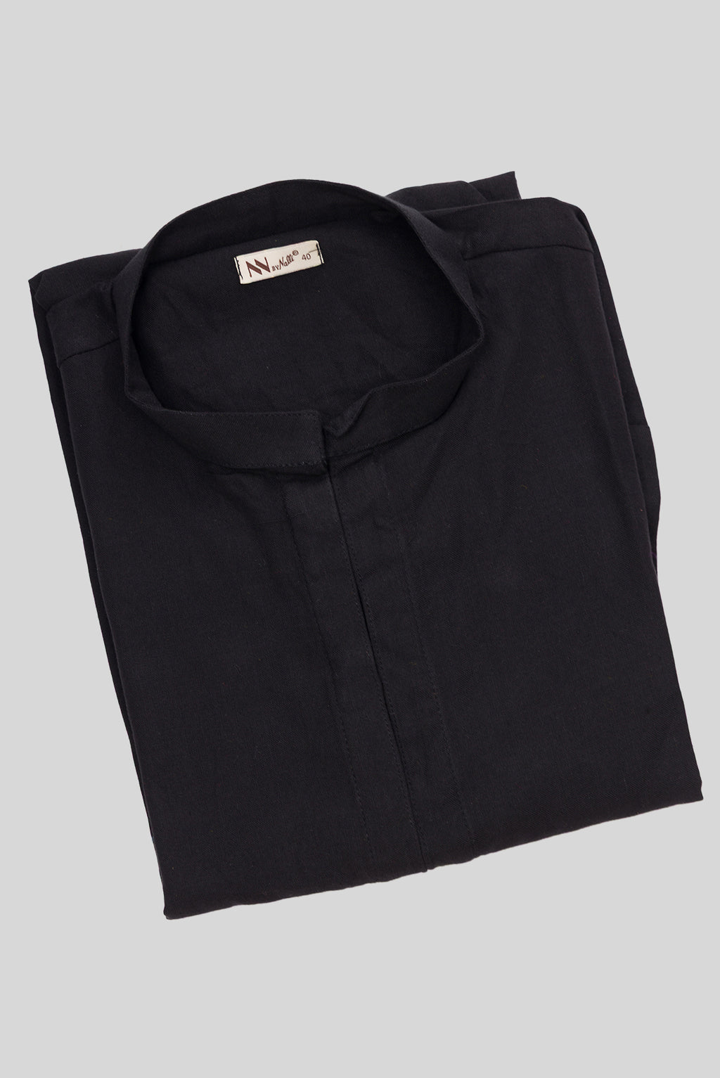 Close up blouse image of Black Pure Cotton Plain Body Mens Kurta