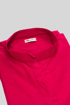Detailed shot of Pink Pure Silk Plain Body Mens Kurta