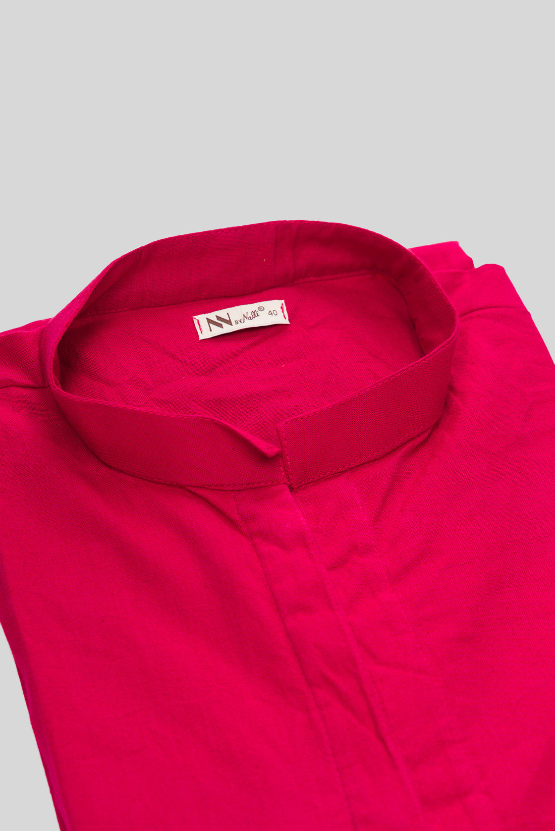 Detailed shot of Pink Pure Silk Plain Body Mens Kurta