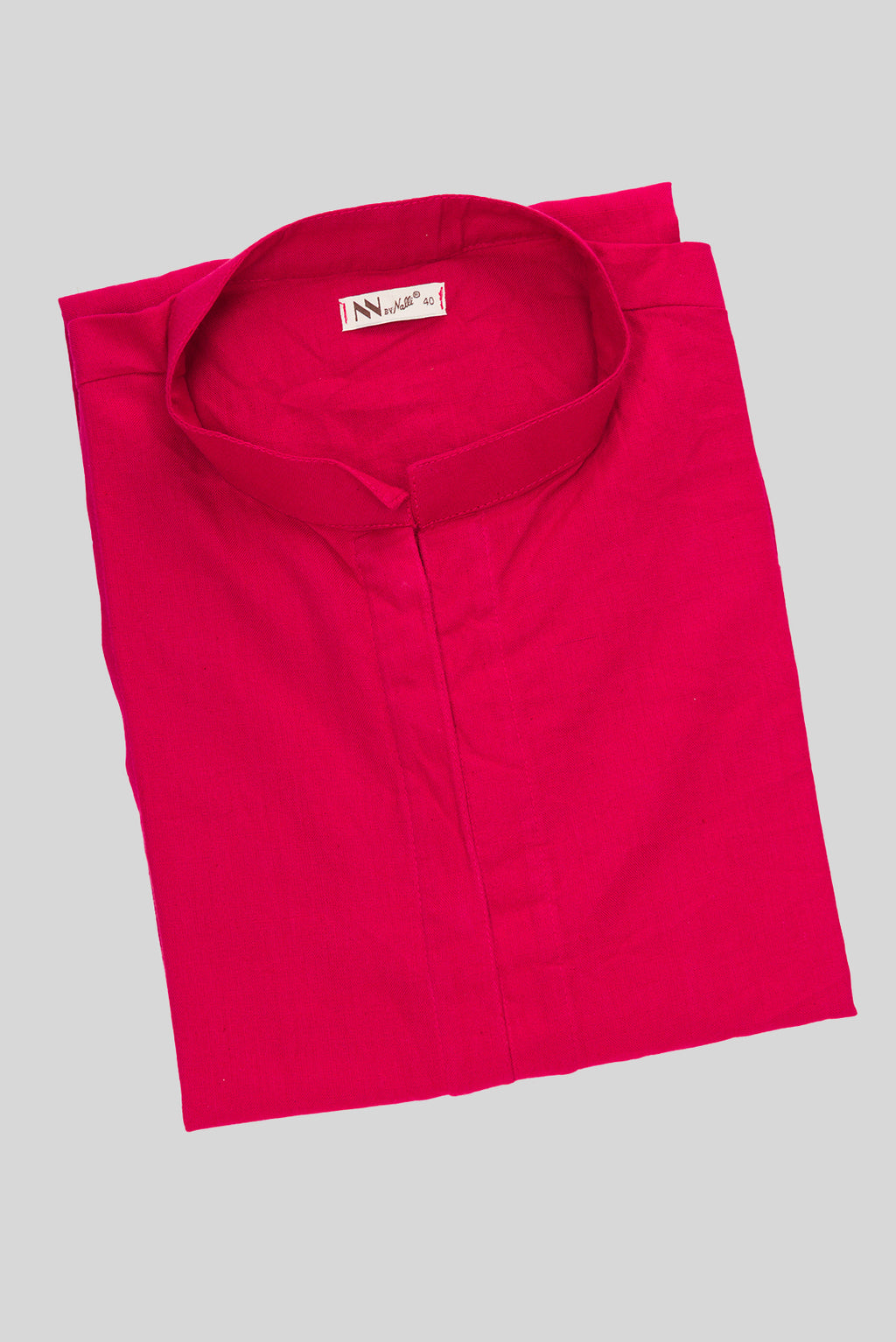 Close up blouse image of Pink Pure Silk Plain Body Mens Kurta