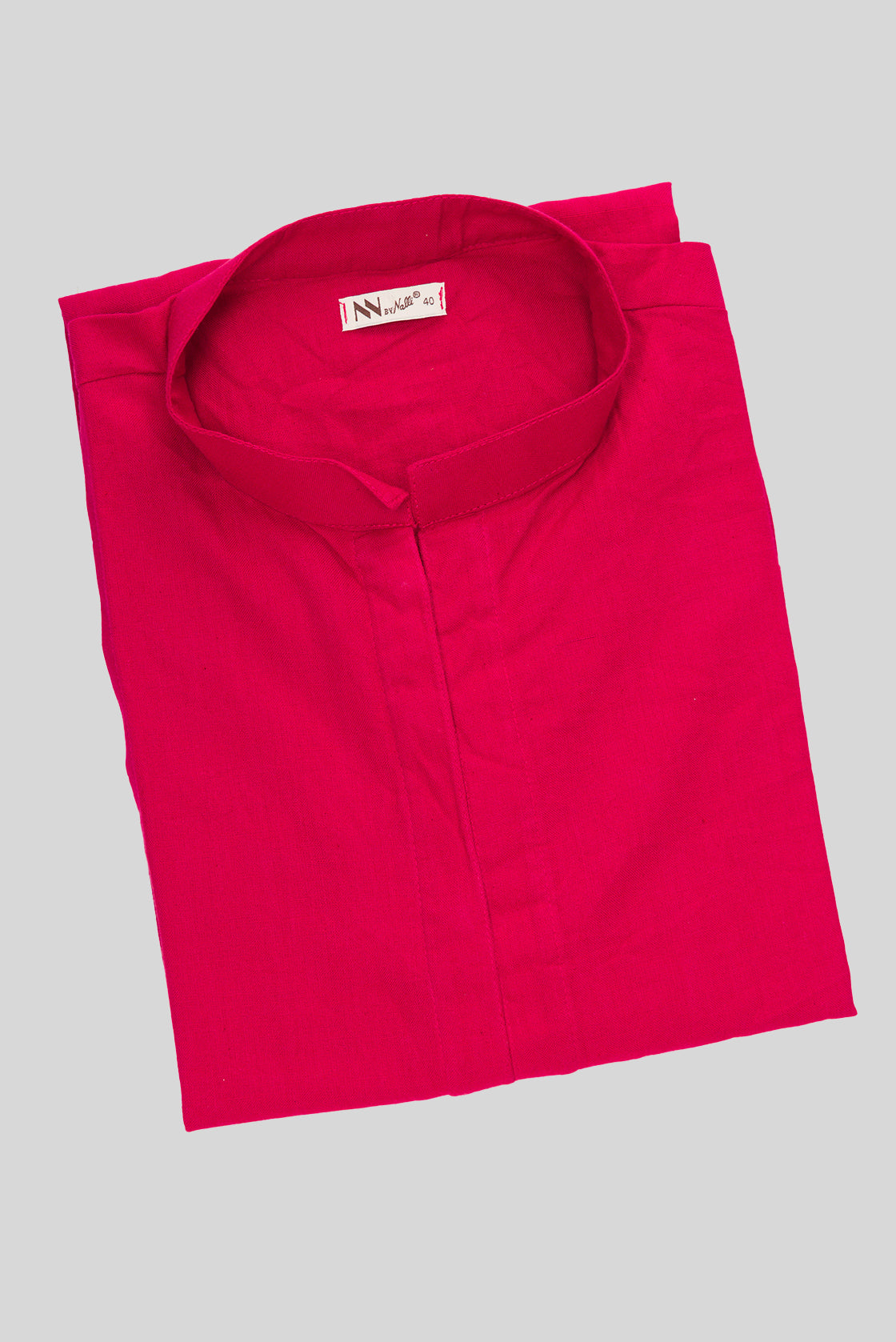 Close up blouse image of Pink Pure Silk Plain Body Mens Kurta