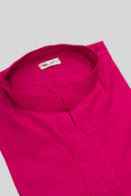 Detailed shot of Pink Pure Silk Plain Body Mens Kurta