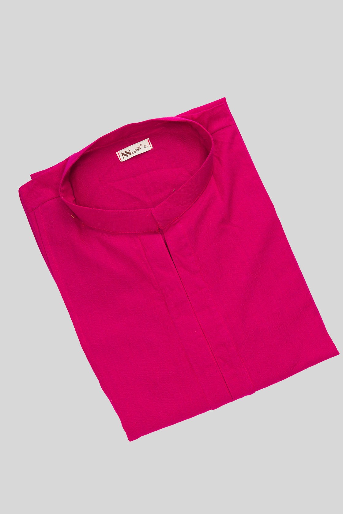 Close up blouse image of Pink Pure Silk Plain Body Mens Kurta