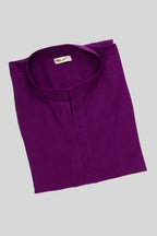 Close up blouse image of Purple Pure Silk Plain Body Mens Kurta