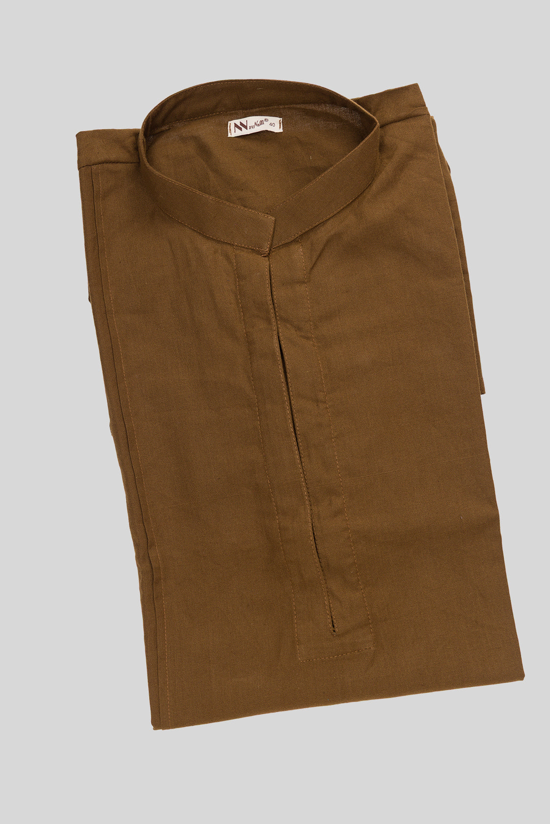 Close up blouse image of Mehandi Green Pure Silk Plain Body Mens Kurta