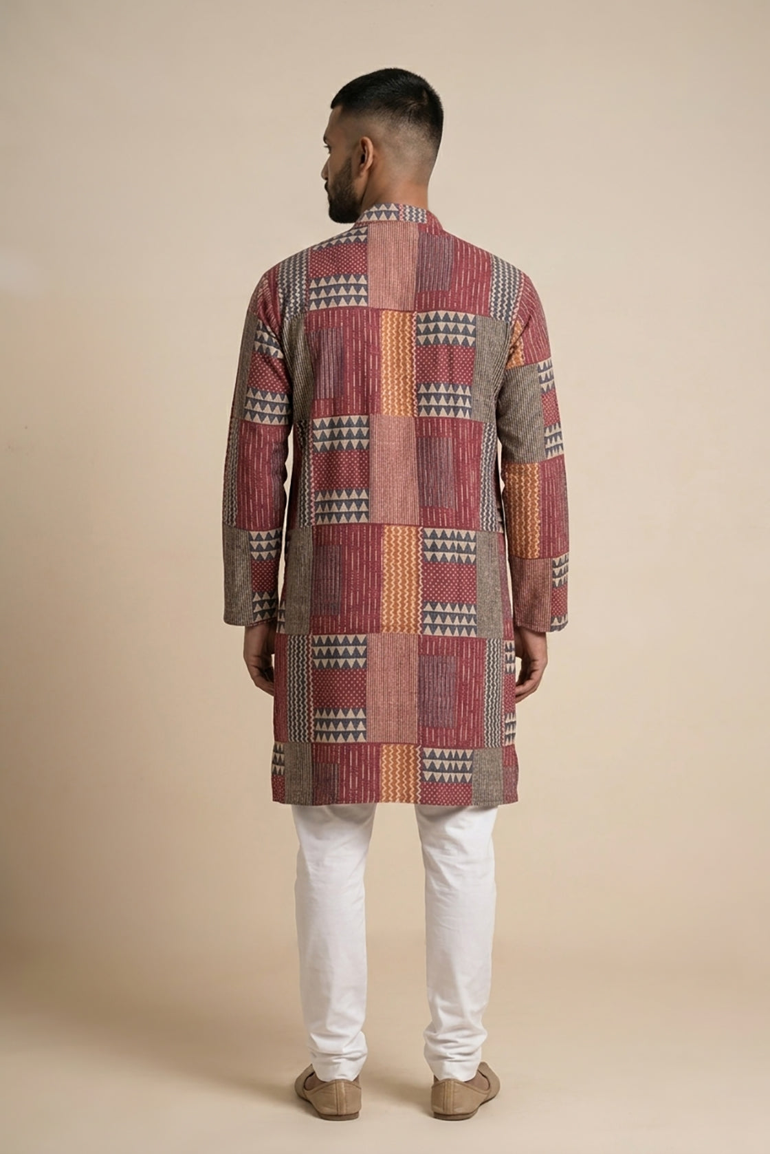 Multi Pure Cotton Printed Mens Kurta