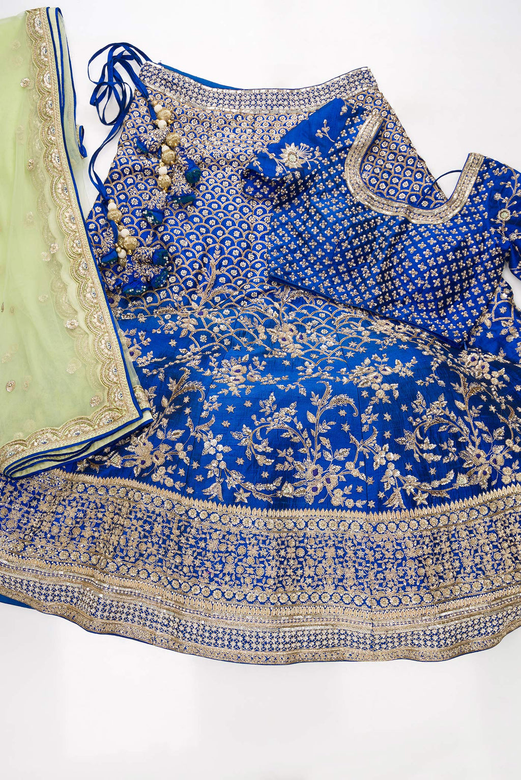 Royal Blue Raw Silk Lehenga Set