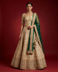 Sandal Banarasi Silk Womens Lehenga set featuring Embroidered Choli paired with Sandal Embroidered Skirt with Embroidered Border and a Embroidered dupatta in Green