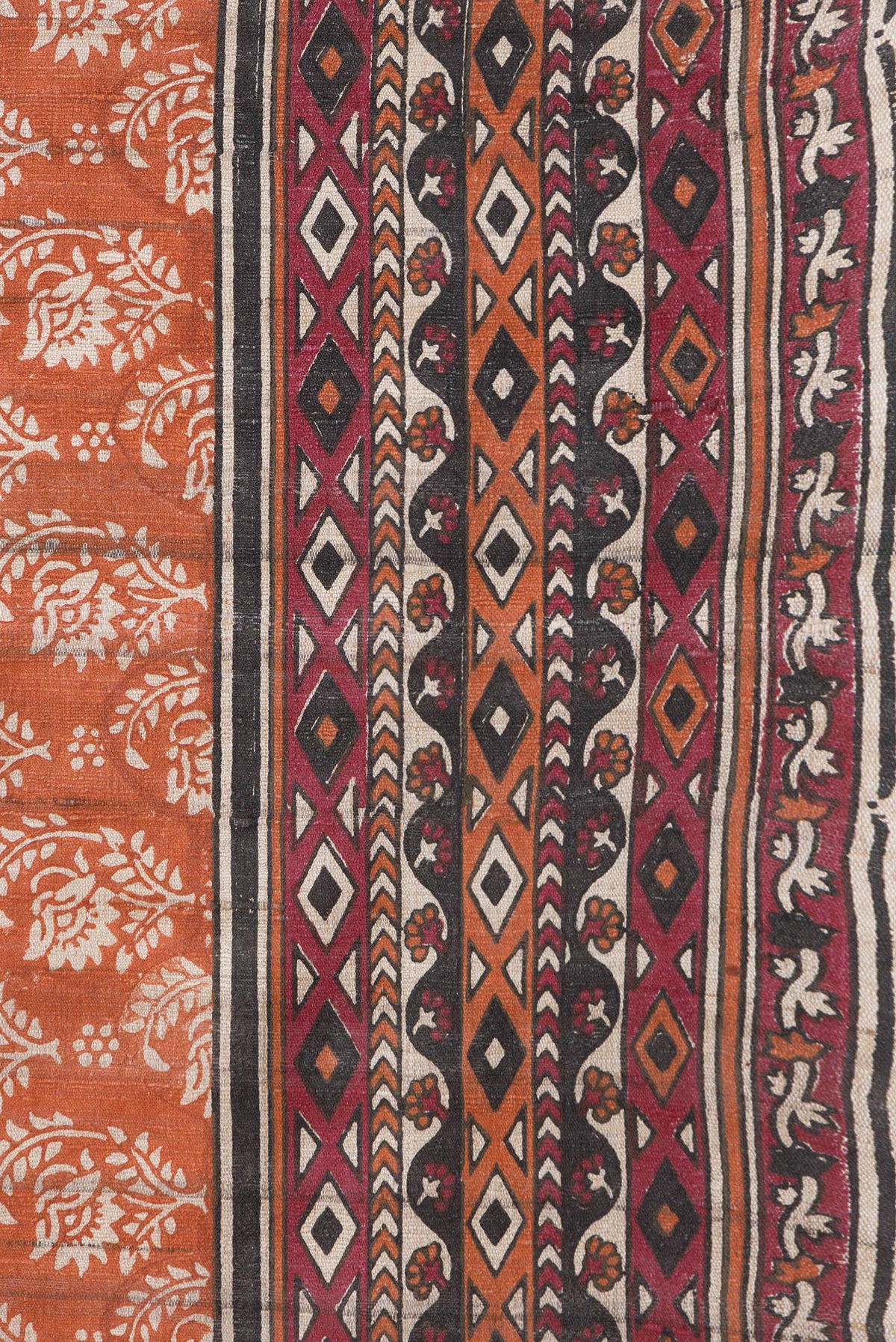 Border image of Orange Dual Tone Tussar Silk Saree with Printed design on the body and Printed Border. 