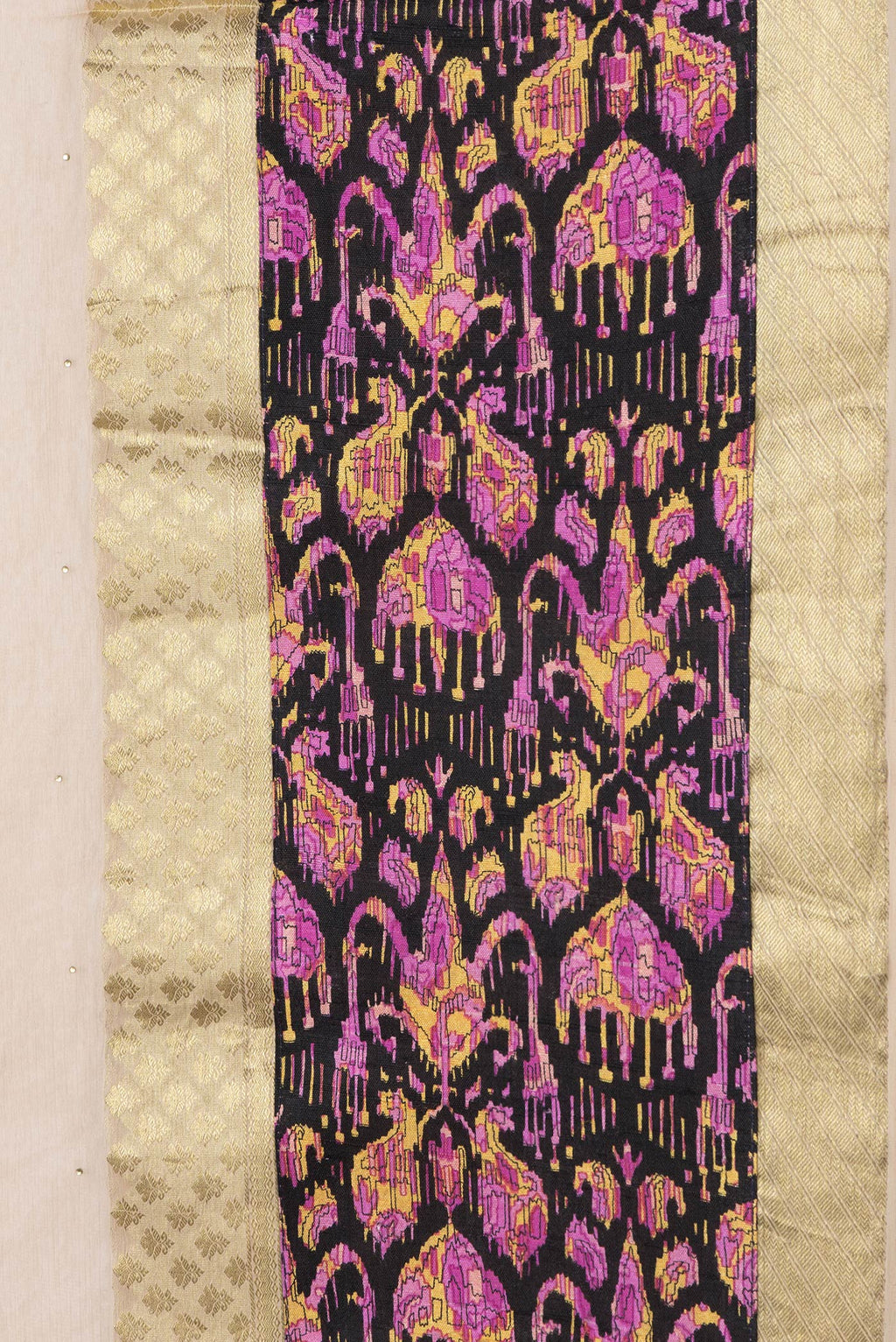 Border image of Beige Dual Tone Mysore Chiffon Saree with Embroidery on the body and Fancy Border. 