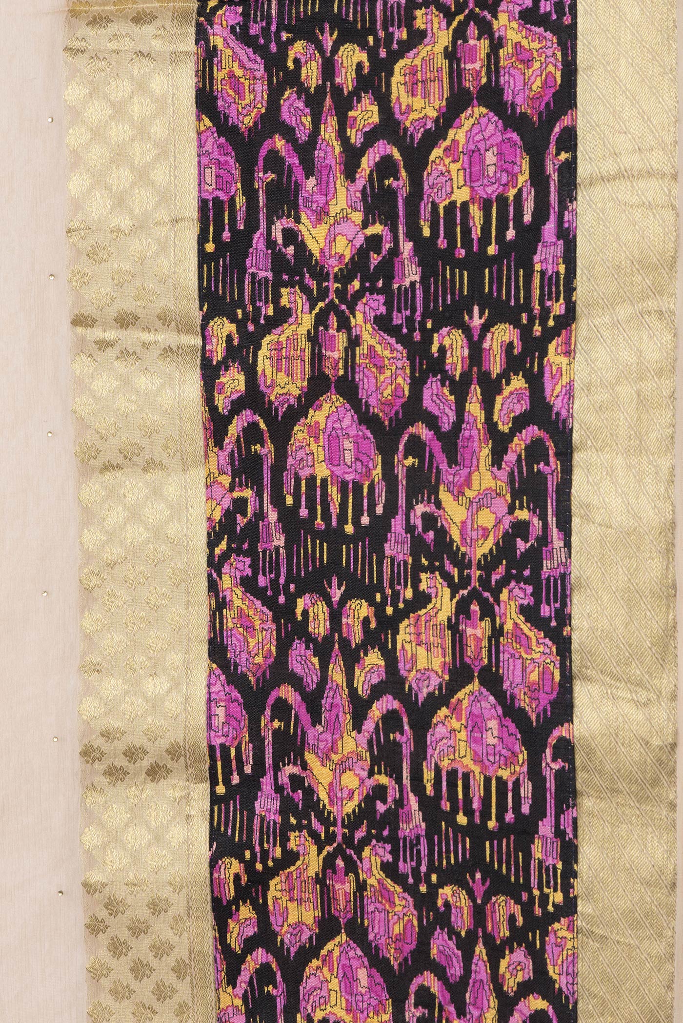 Border image of Beige Dual Tone Mysore Chiffon Saree with Embroidery on the body and Fancy Border. 