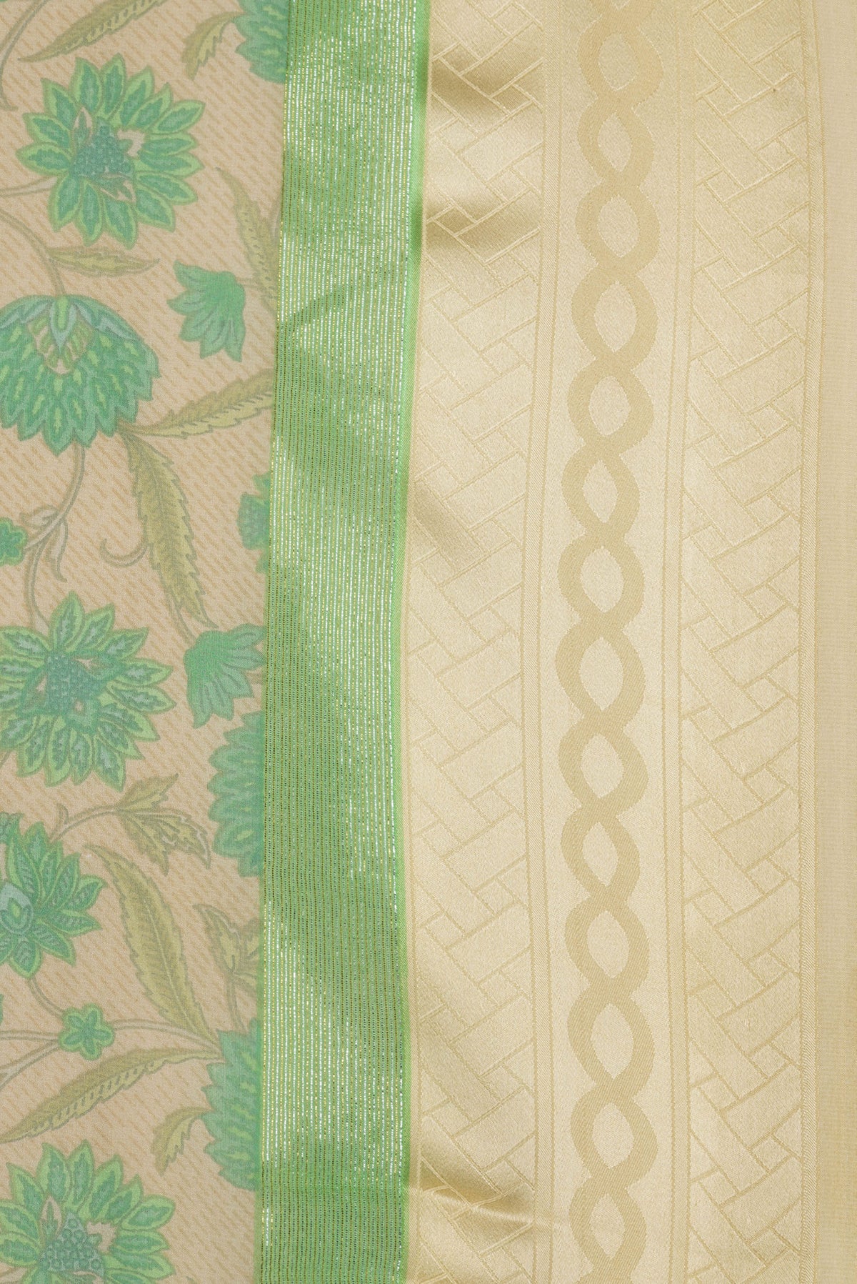 Border image of Sandal Dual Tone Mysore Georgette Saree with Printed design on the body and Zari Border. 