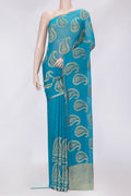 Sky Blue Dual Tone Mysore Georgette Saree with Zari Butta on the body and Zari Border.  displayed on a mannequin