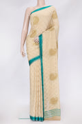 Beige Dual Tone Mysore Georgette Saree with Zari Butta on the body and Zari Border.  displayed on a mannequin