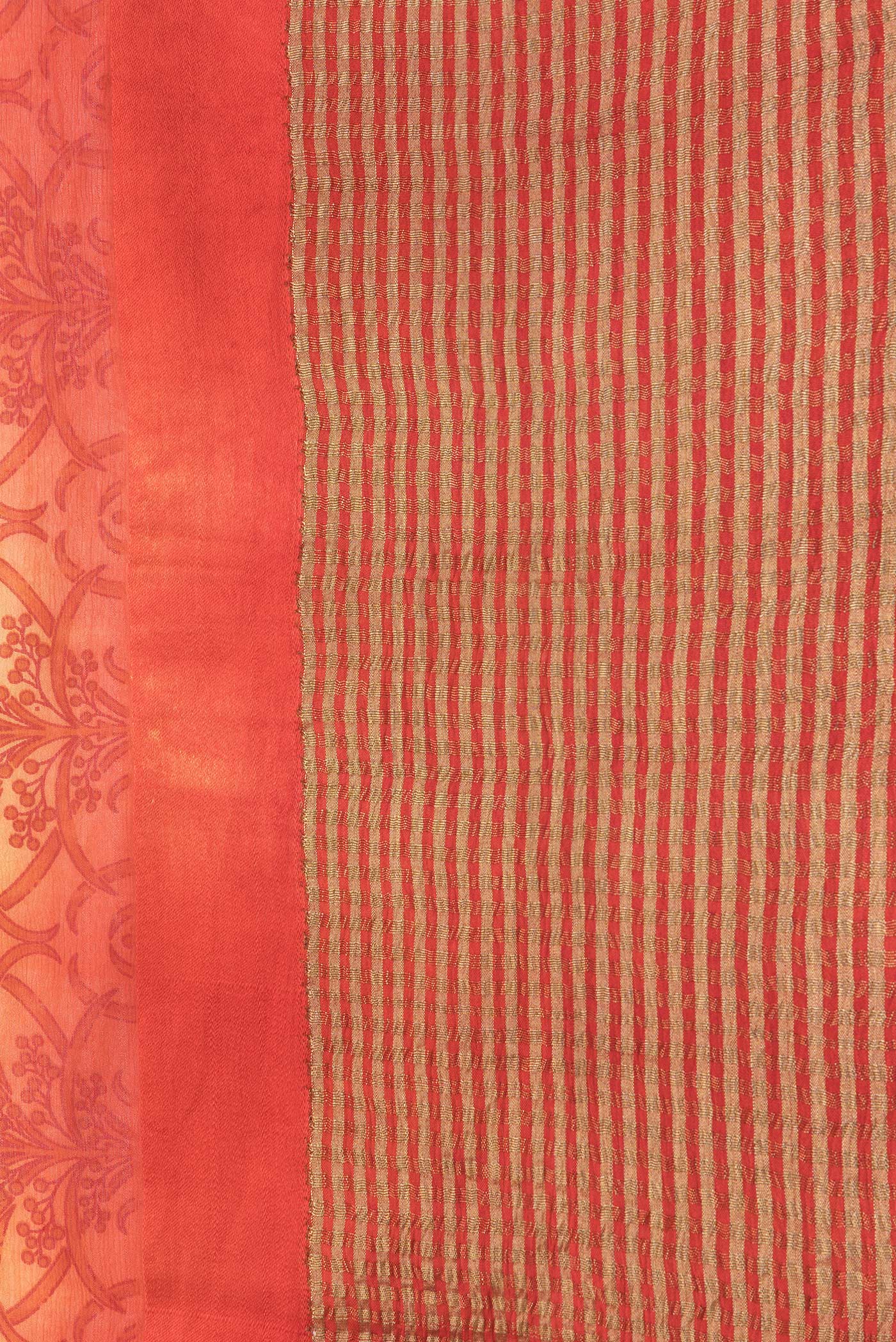 Border image of Yellow Dual Tone Mysore Georgette Saree with Printed design on the body and Zari Border. 