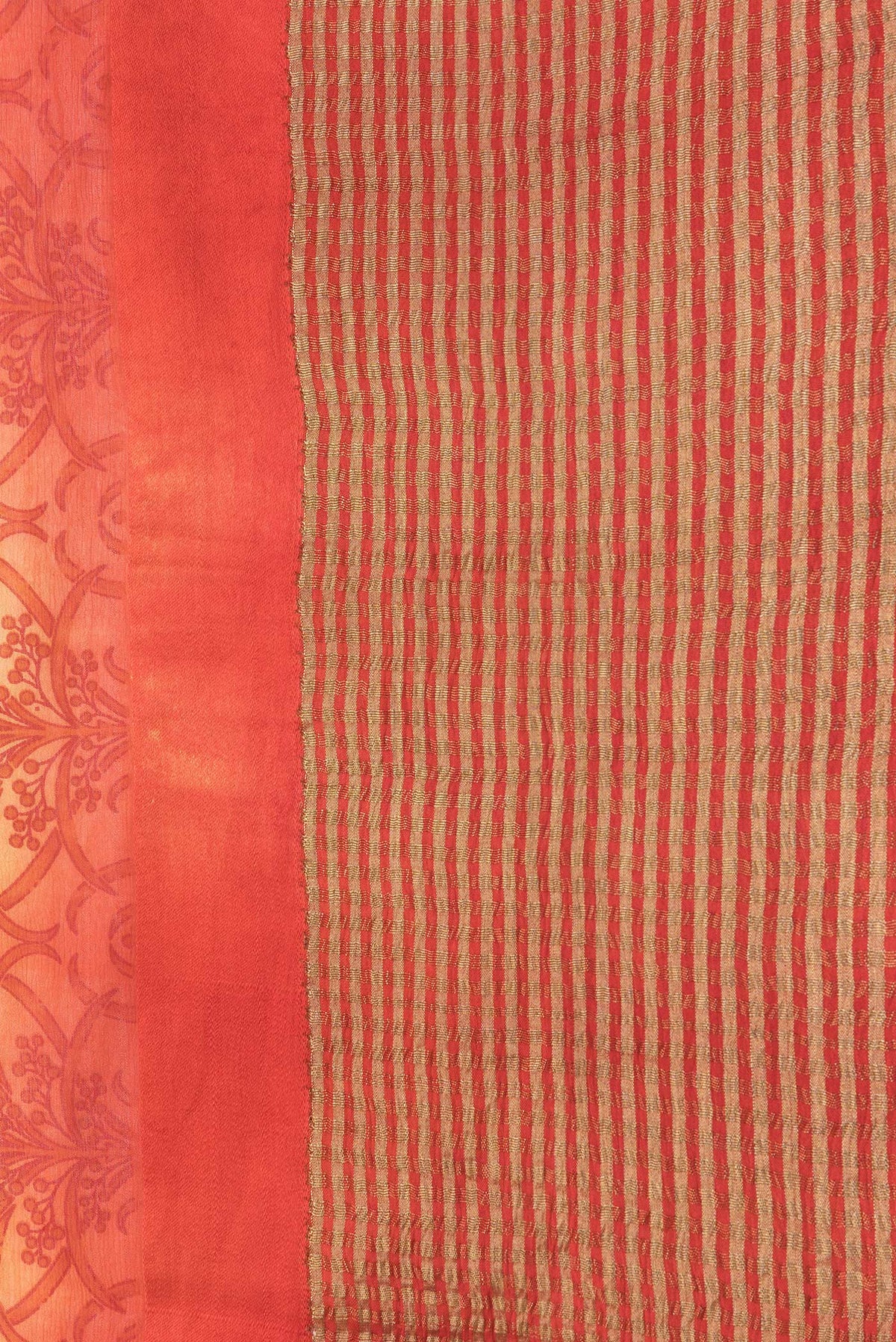 Border image of Yellow Dual Tone Mysore Georgette Saree with Printed design on the body and Zari Border. 