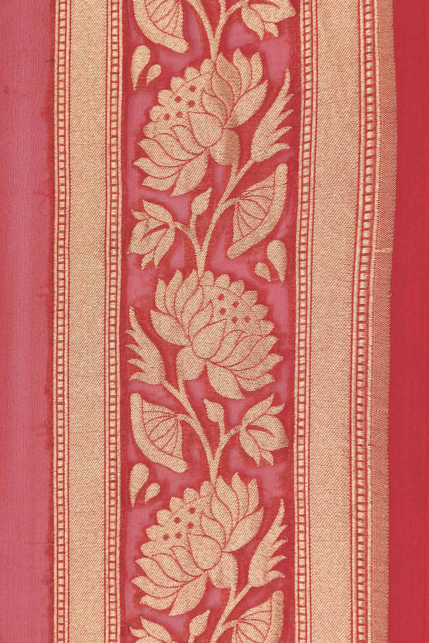 Border image of Red Dual Tone Banarasi Georgette Saree with Plain Body and Zari Border