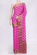 Pink Dual Tone Mysore Georgette Saree with Zari Butta on the body and Thread Border.  displayed on a mannequin