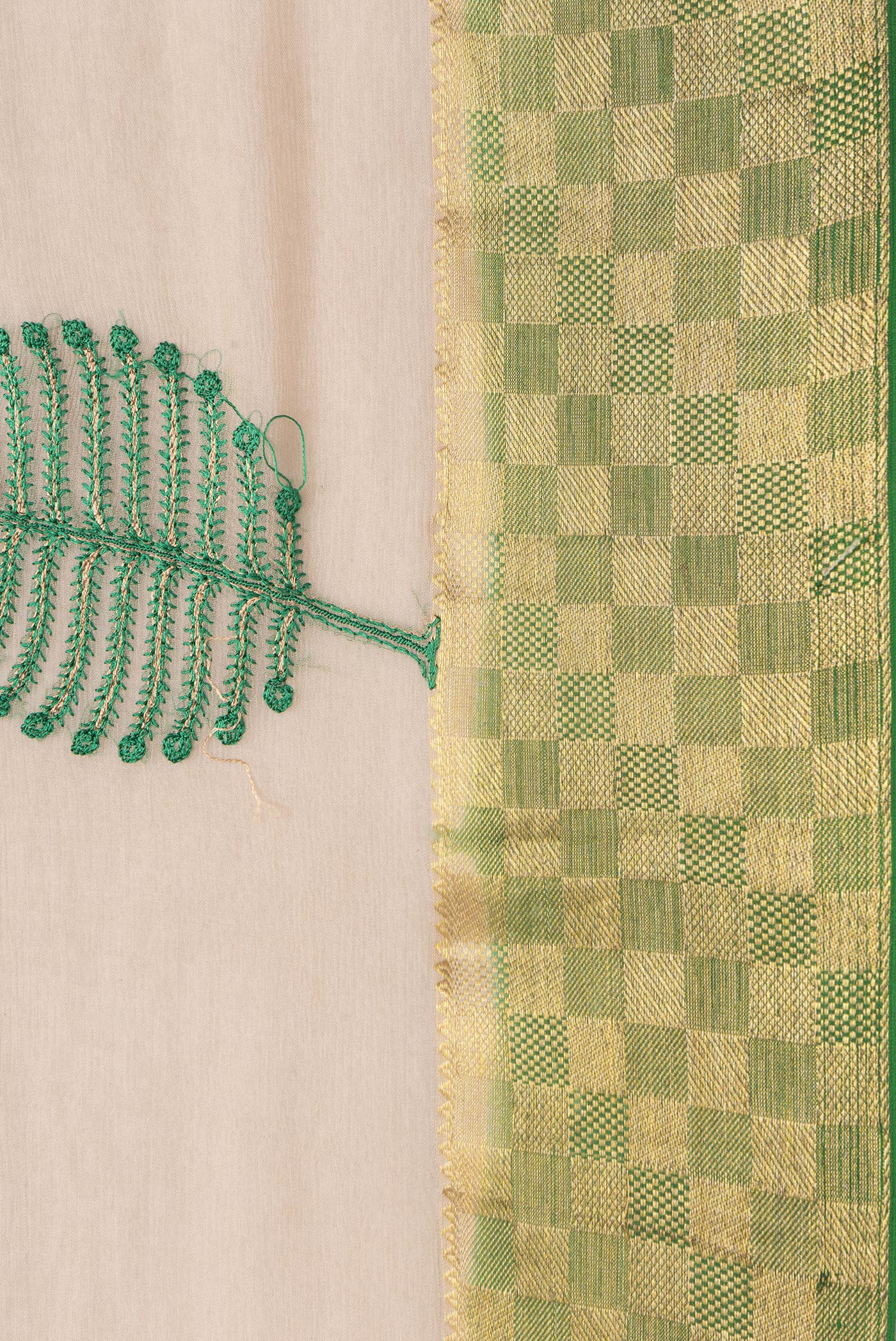 Border image of Beige Dual Tone Mysore Chiffon Saree with Embroidery on the body and Zari Border. 