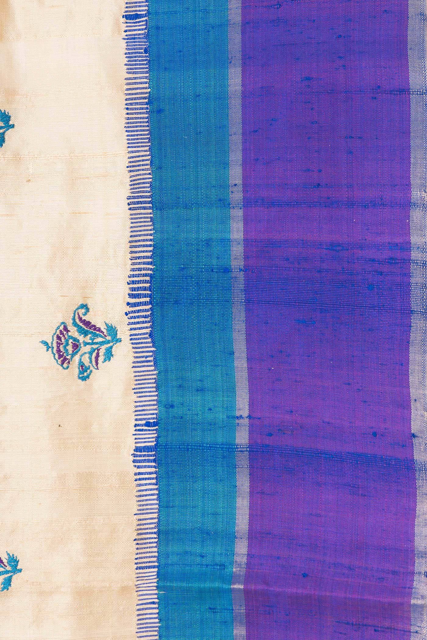 Border image of Beige Dual Tone Tussar Silk Saree with Embroidery on the body and Zari Border. 