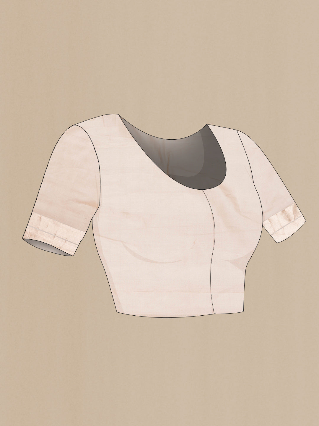 Close up image of the blouse of Beige Dual Tone Banarasi Saree with Zari Brocade on the body and Zari Border