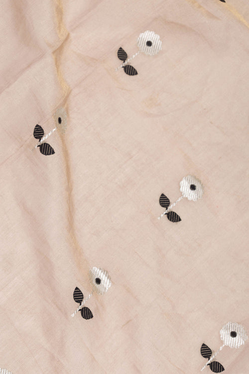 Close up of Beige Dual Tone Banarasi Saree with Zari Brocade on the body and Zari Border displaying folds