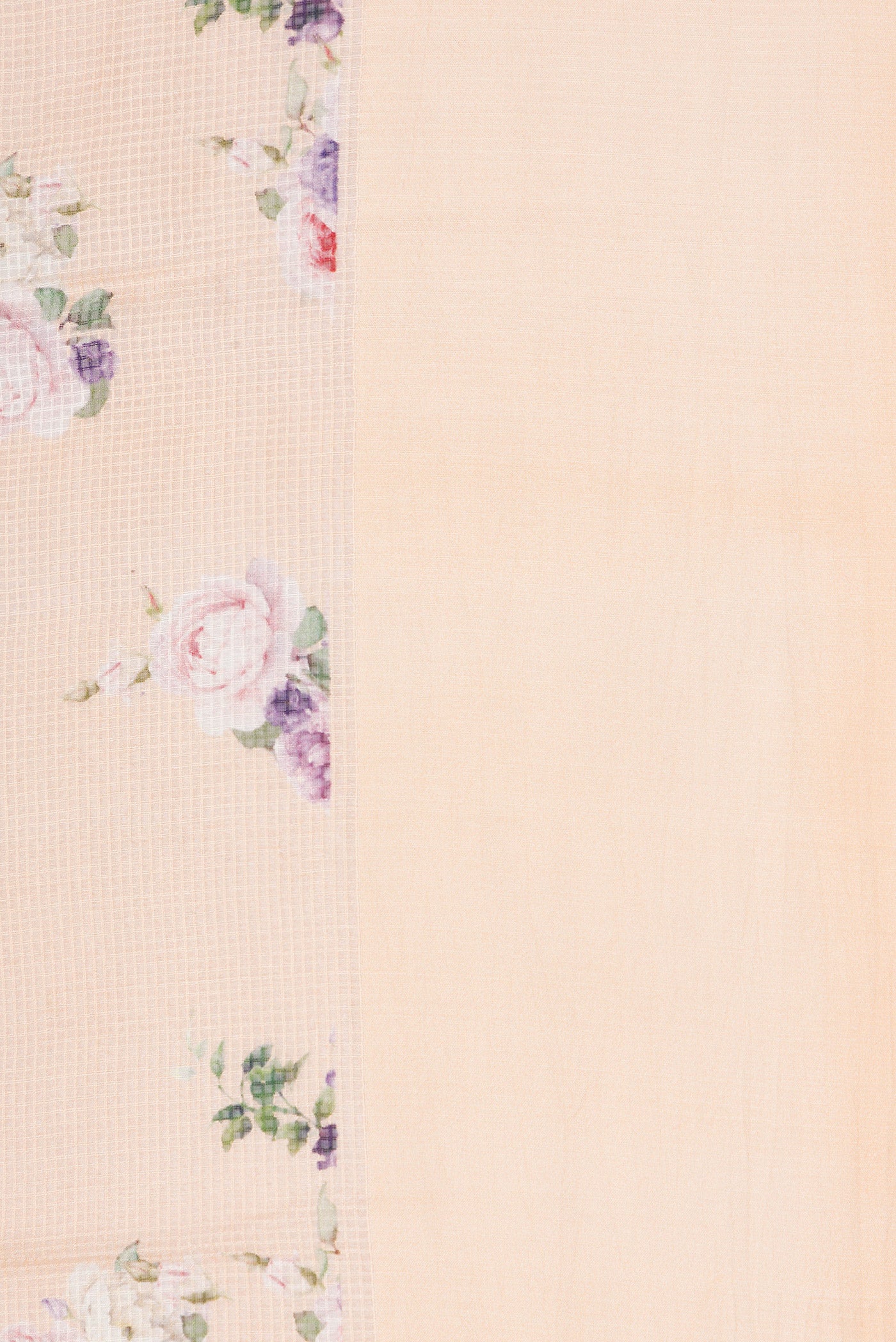 Border image of Peach Dual Tone Kota Silk Saree with Checked design on the body and Plain Border. 