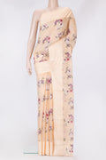 Peach Dual Tone Kota Silk Saree with Checked design on the body and Plain Border.  displayed on a mannequin