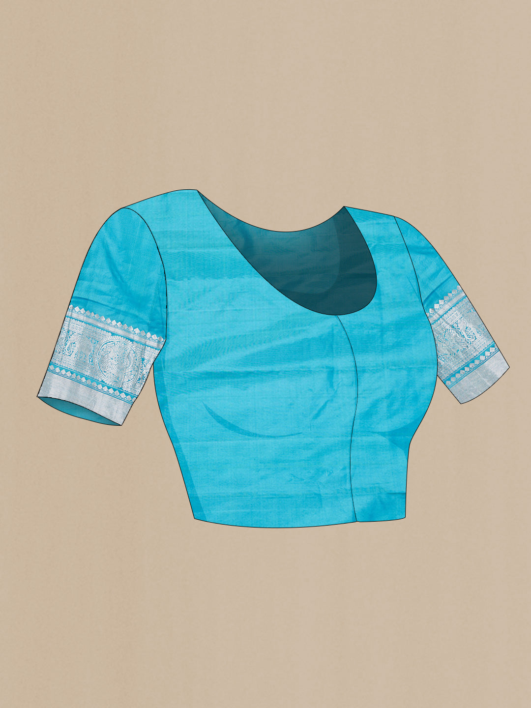 Close up image of the blouse of Pink Dual Tone Gadwal Silk Saree with Zari Butta on the body and Zari Border