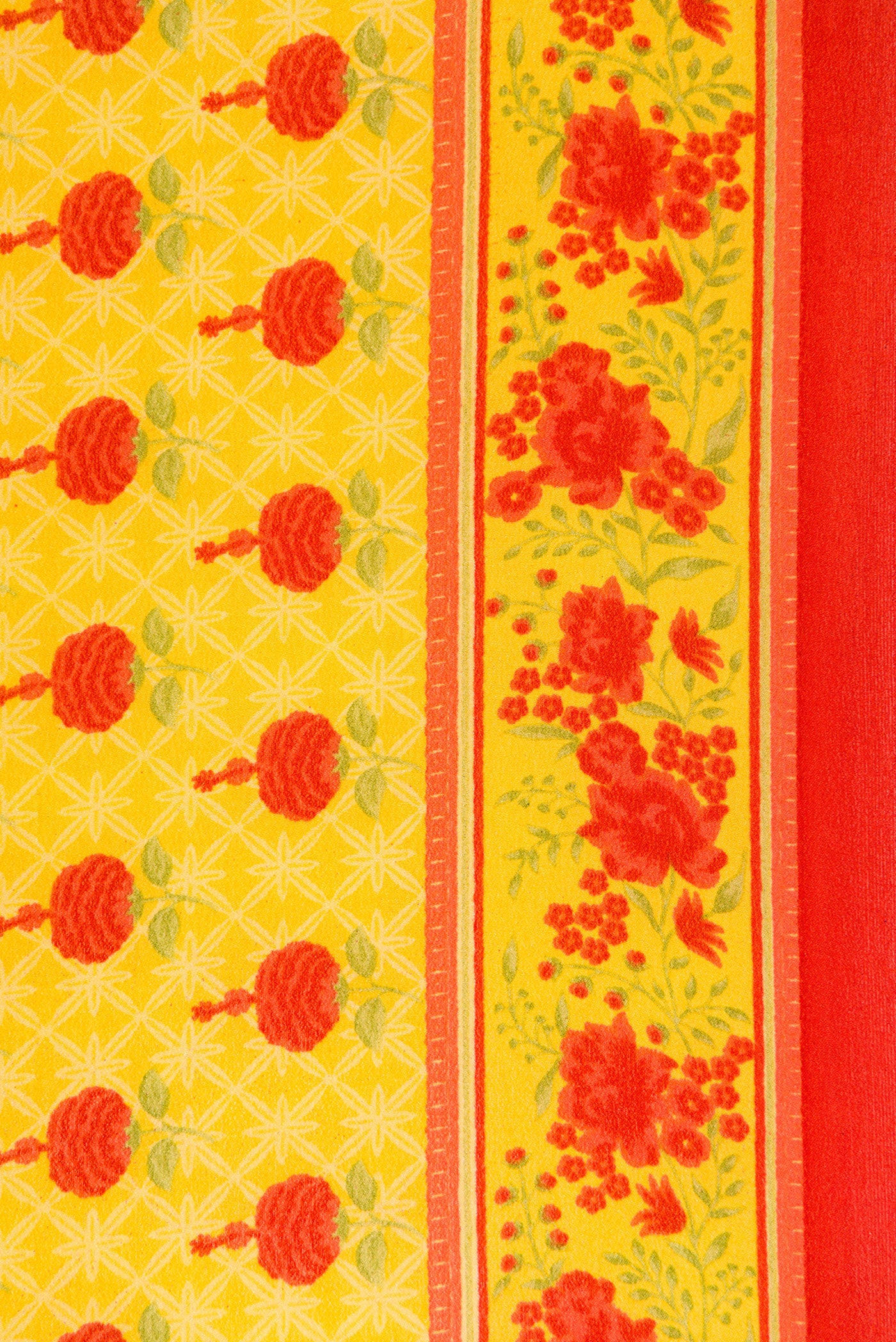 Border image of Yellow Dual Tone Mysore Crepe Saree with Printed design on the body and Printed Border. 