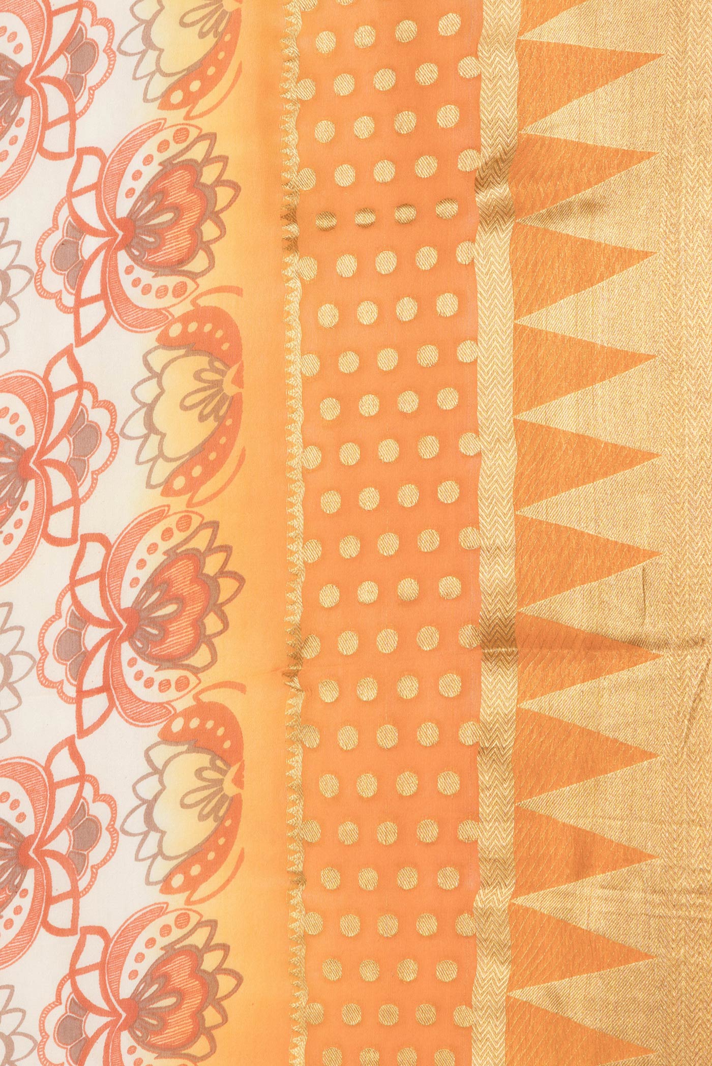 Border image of Beige Dual Tone Mysore Georgette Saree with Printed design on the body and Zari Border. 