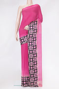 Pink Dual Tone Mysore Georgette Saree with Printed design on the body and Printed Border.  displayed on a mannequin