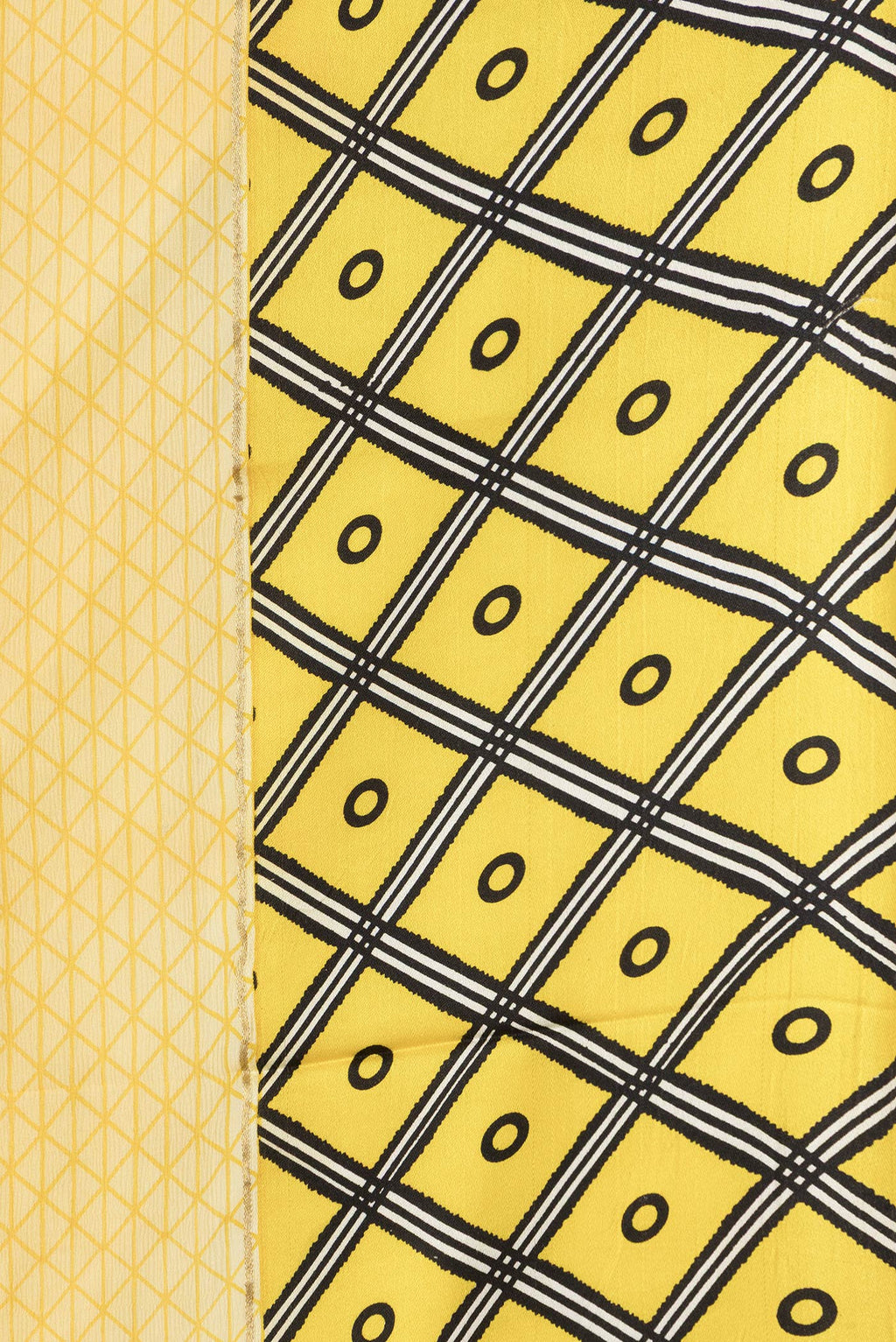 Border image of Mustard Dual Tone Mysore Chiffon Saree with Printed design on the body and Fancy Border. 
